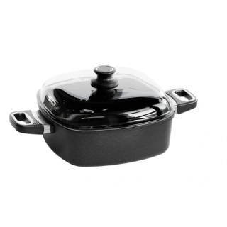 AMT Gastroguss BESTPAN LOTAN – titanový hranatý hrnec / pekáč 28 × 28 × 9 cm s víkem induction